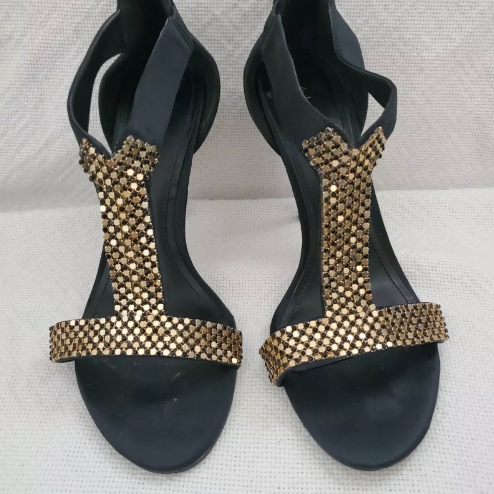 Aldo High Heels, size 9 black gold rhinestones